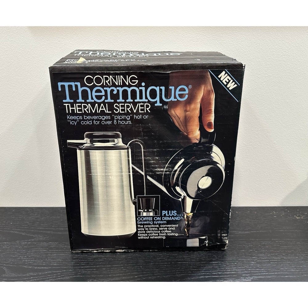 Corning Thermique Thermal Carafe Server  1 QT 8020-1 Stainless Black Hot‎ Cold